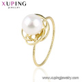 15445 xuping design simple plaqué or 14k plaine grande bague d&#39;imitation de perles